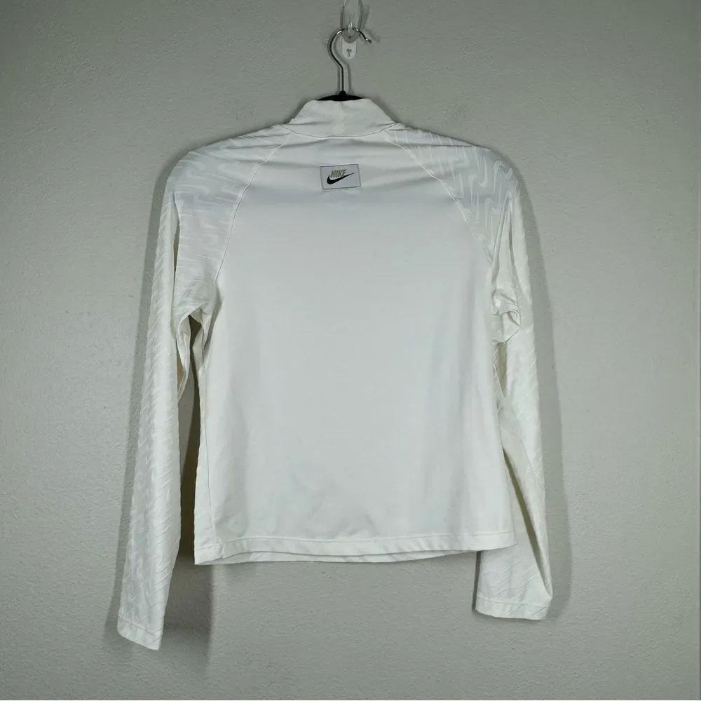 Nike Icon Clash All Over Logo Mock Neck Long Sleeve Shirt Ivory White Medium